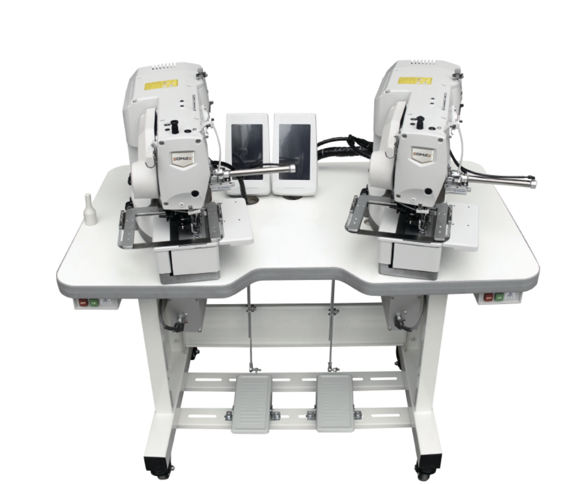 Twin Head Straight Button Holing Machine